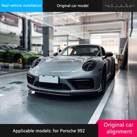Kit carrosserie pour Porsche 911 992 en fibre de carbone modifiée : Lame avant, Lame aérodynamique avant, Jupes latérales, Lame arrière, Aileron arrière