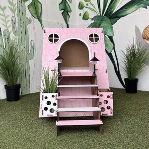 Muebles de Lujo Modernos para Interiores: Bungalow Dúplex de Dos Pisos con Diseño de Casa de Conejos y Estampado de Madera, Decoración para el Hogar, Muebles de Castillo para Conejos - Product Image 1