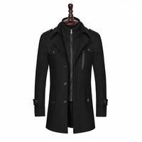 Manteau long d'affaires pour homme à double col et fermeture éclair verticale, mode automne-hiver