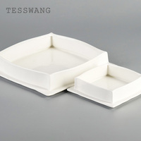 Service de vaisselle jetable haut de gamme en porcelaine carrée, blanc pur, design moderne et créatif, pour fruits, steaks, plats froids, plats de spécialité et plats occidentaux simples