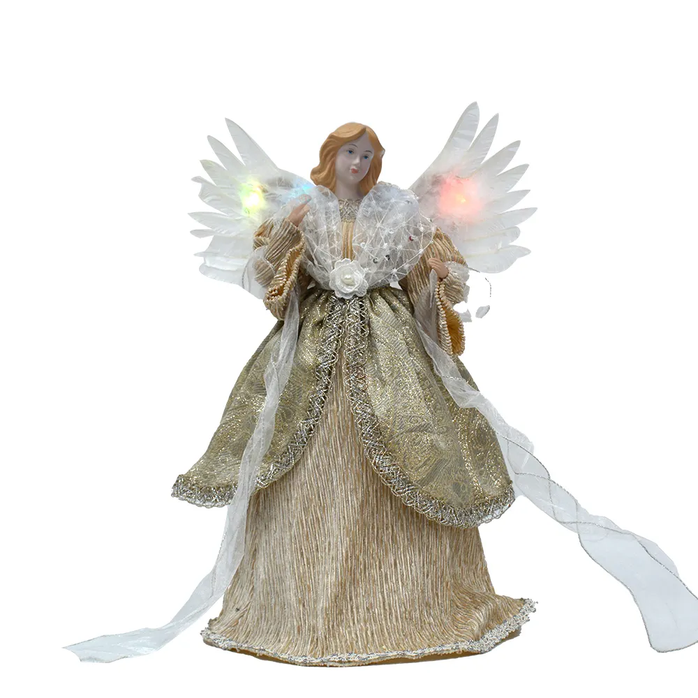 New Christmas Angel in blue with white Feathers Decoration Xmas Tree Top handmade Ornamentge