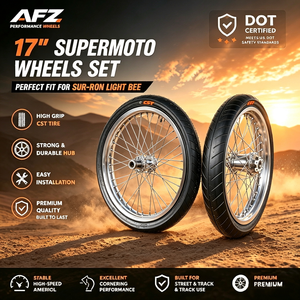 Jeu de roues à rayons Supermoto 17 pouces, jantes en aluminium CNC, pneus 70/<span class=keywords><strong>90</strong></span>-17 et <span class=keywords><strong>90</strong></span>/80-17, chambre à air pour Sur-Ron Light Bee/Ultra Bee/Segway X260 - Product Image 1