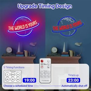 Enseigne néon « Le <span class=keywords><strong>Monde</strong></span> est à toi », Lampe néon LED Planète avec variateur de luminosité à distance pour décoration <span class=keywords><strong>murale</strong></span>, Alimentation USB pour Man Cave, Bar à domicile, Bistro - Product Image 6