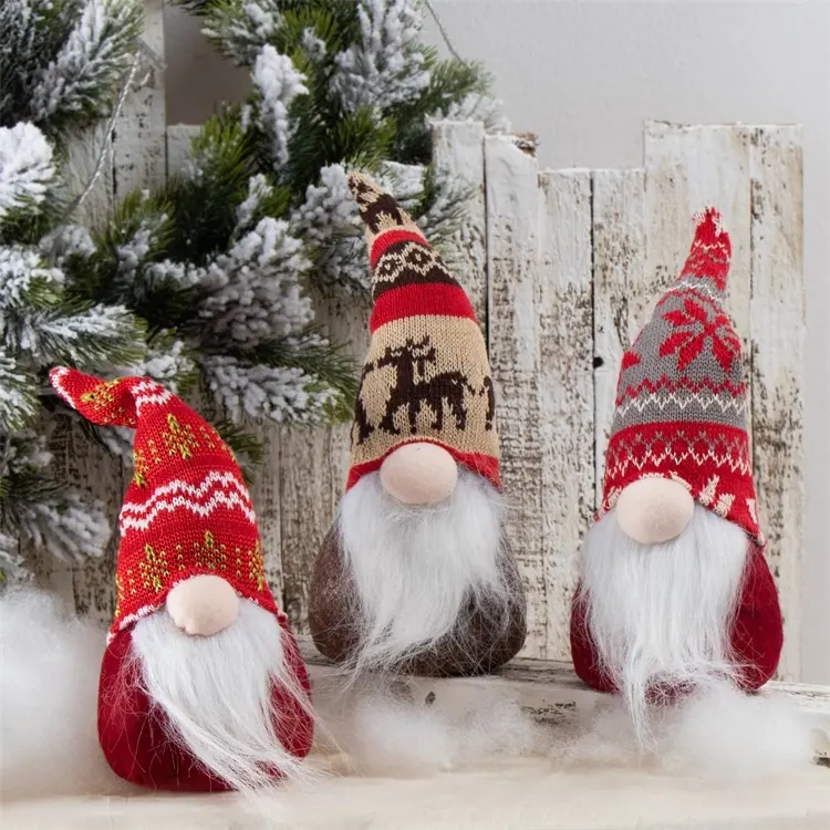 Adorno de mesa de temporada de 12 pulgadas, mini gnomos de Navidad escandinavos de felpa, artesanal con barba de felpa larga, gran oferta