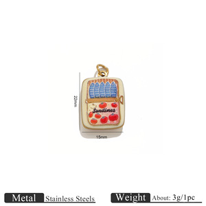 Manna Playful Fantasy Art Dijes de Acero Inoxidable con Esmalte de Pintura al Óleo Vívida, con motivos de Flor, Corazón, Ojo y Lata de Sardinas, <span class=keywords><strong>para</strong></span> Fabricantes de Joyas - Product Image 4