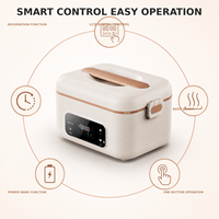 HTIM Wiederaufladbarer Elektrischer Speisenwärmer Kabellose Lunchbox Edelstahl-Innentopf Digitale Steuerung Timer-Funktion 1L Fassungsvermögen