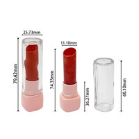 Tube de rouge à lèvres vide en ABS transparent ondulé carré avec capuchon à clapet, emballage cosmétique pour rouge à lèvres