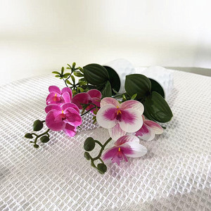Nuovo <span class=keywords><strong>Bonsai</strong></span> di Phalaenopsis a Tre Fiori in Vaso Dritto 26x13cm, Pianta Verde per Interni/Esterni, Decorazione Semplice per Casa e Festività - Product Image 4