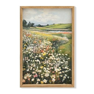 Impresiones en Lienzo Enmarcadas, Arte Decorativo Vintage, Pintura Clásica de Campo de Flores Silvestres, Paisaje Rústico, Arte de Pared Grande - Product Image 1