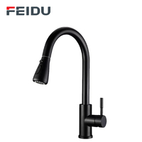 FEIDU Robinet de cuisine à poignée unique en acier inoxydable classique moderne Robinet d'évier rétractable avec noyau de valve en céramique