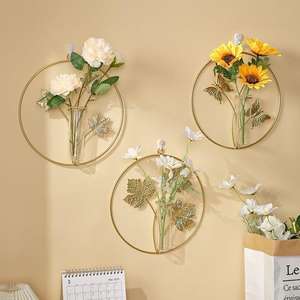 银杏叶试管墙装饰创意水培绿色植物布局餐厅金属工艺品镀金雕刻 - Product Image 2