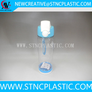 Botella de agua de plástico transparente con tapa abatible de un clic GYM Campus - Product Image 3