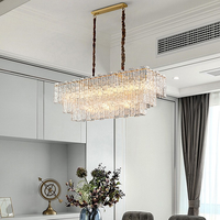 Lustre moderne élégant en cuivre doré de luxe avec verre transparent à LED pour restaurant, salon, maison, luminaire décoratif suspendu
