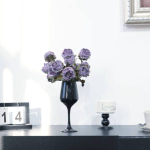 Grosir mawar sutra batang tunggal mawar merah ungu merah putih merah muda oranye terbakar mawar 5 kepala untuk dekorasi pernikahan Natal - Product Image 4