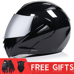 Casco de Motocicleta VIRTUE para Hombre, Tipos Abierto y Cerrado, Doble Lente, Patrón de Imitación de Fibra de Carbono, Certificado DOT/ECE, para Uso en Carretera - Product Image 5