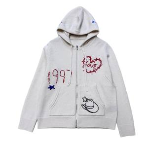 2025 autunno/inverno nuovo cuore classico numero Trendy marchio ricamato in maglia giacca <span class=keywords><strong>con</strong></span> cappuccio <span class=keywords><strong>con</strong></span> <span class=keywords><strong>cerniera</strong></span> morbida felpa carina ragazza - Product Image 5