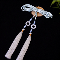 Hanfu Palace trenza cuello redondo bata cintura cuerda viento antiguo flecos falda cinturón tejido a mano accesorios de ropa colgante