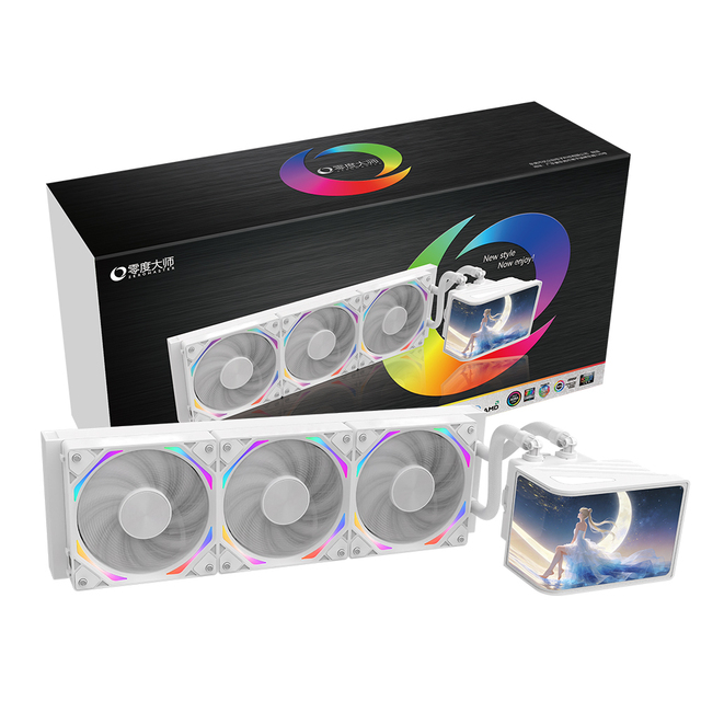 Zeromaster Futuristic LCD AIO Cooler 360mm ARGB for RGB Gaming Computer Setup