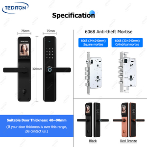 Su geçirmez Rfid parmak izi anahtarsız Tuya Wifi akıllı ev kart kapı kolu kilit interkom açık kamera ile - Product Image 5