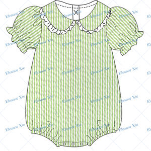 Tutine <span class=keywords><strong>da</strong></span> bambina con maniche corte personalizzate seersucker cotone peter pan collare vestiti neonati - Product Image 5