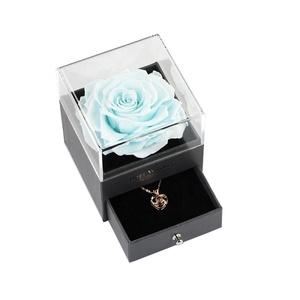 Scatola di fiori in vera rosa blu conservata con collana cuore ti amo per mamma moglie <span class=keywords><strong>fidanzata</strong></span> <span class=keywords><strong>regalo</strong></span> di <span class=keywords><strong>anniversario</strong></span> della festa della mamma - Product Image 5
