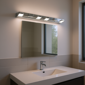Modern <b>Chrome</b> Iron LED Bathroom Vanity <b>Light</b> 3-<b>Light</b> <b>Wall</b> Sconce Energy Efficient Easy Install Warm White 3500K IP44 - Product Image 2