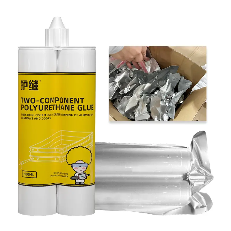 Two packages white 600ML aluminium urethane adhesive glue for stainless steel window door alloy corner connection