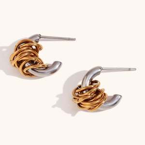 2024 Trend Dainty Pendientes Twine Stud Earring Free Aretes De Mujer Impermeable Joyería De Acero Inoxidable - Product Image 3