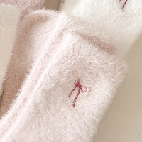 Chaussettes de nuit chaudes mi-mollet pour femmes, épaisses, en velours de vison, avec nœud, pour la maison