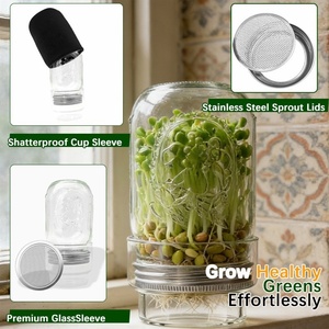 Juego <span class=keywords><strong>de</strong></span> Frascos <span class=keywords><strong>de</strong></span> Germinación para Jardinería Creativa con Frascos <span class=keywords><strong>de</strong></span> <span class=keywords><strong>Vidrio</strong></span> Transparente Tipo Mason y Tapa <span class=keywords><strong>de</strong></span> Acero Inoxidable Resistente a Impactos - Product Image 6