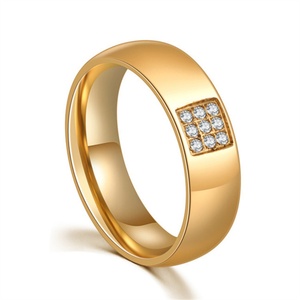 Wholesale Stainless Steel Diamond Wedding <b>Ring</b> 18K Gold Plated Trendy Engagement <b>Couple</b> <b>Rings</b> with High Quality Zircon Stone - Product Image 2