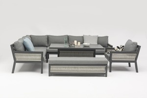 Divano <span class=keywords><strong>in</strong></span> vimini da giardino esterno AUDU lusso <span class=keywords><strong>in</strong></span> alluminio grigio rattan set da pranzo da esterno <span class=keywords><strong>in</strong></span> alluminio 9 posti con tavolino da caffè - Product Image 6