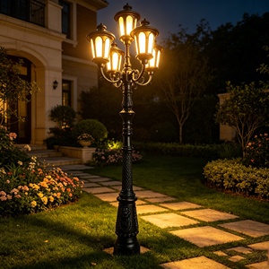 Lámpara de Jardín de Estilo Español, Iluminación Exterior LED Eléctrica, Luces de Jardín Atenuables de Hierro Fundido con Poste - Product Image 5