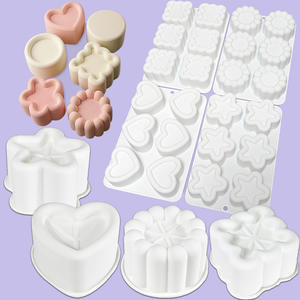 Molde <span class=keywords><strong>de</strong></span> silicona FCM para mousse, apto para horno, 4 pulgadas, forma irregular, herramientas para hornear chocolate, gelatina, pudín, con ranuras, flores, estrellas, DIY - Product Image 3