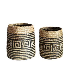 Handmade Woven <b>Baskets</b> Round Storage <b>Basket</b> Yellow Straw Large <b>Small</b> Size Decorative Home Use - Product Image 5