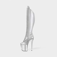 Bottes d'hiver imperméables à talons hauts pour femmes, avec bande étroite, plateforme croisée, lacets, talons fins super hauts
