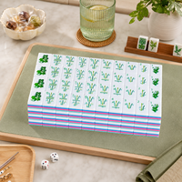 Tuiles de Mahjong Américaines Blanches Minimalistes, Motif Graffiti Doodle à Ligne Unique, Ensemble de Mahjong Personnalisé pour Jeu de Table à Domicile ou en Soirée