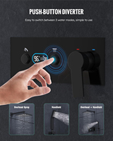 Système de douche thermostatique à effet pluie noir mat de 10 pouces avec affichage numérique LED et robinet de douche haute pression