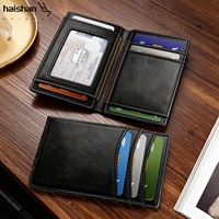 Porte-cartes magnétique à double pliage avec logo personnalisé et pince à billets pour hommes, étui à cartes en microfibre, pince à billets pour affaires