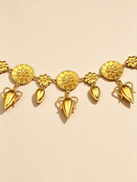 Collier vintage en argent 925 plaqué or, motif floral de vase antique grec, chaîne à maillons, collier de luxe pour femmes