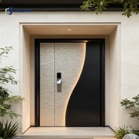Puerta de Entrada Pivotante Moderna de Aluminio con Paneles Tallados, Rotura de Puente Térmico, Doble Acristalamiento, Características de Seguridad e Insonorización para Entrada de Villa