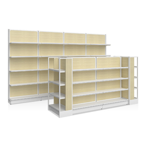 Giá để hàng siêu thị hai mặt, kệ gondola chịu lực cao với tấm lưng bằng gỗ cho cửa hàng bán lẻ, chất liệu kim loại - Product Image 1