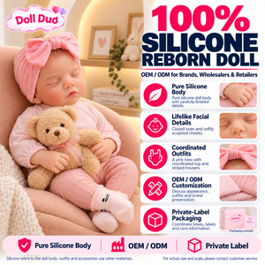 Muñeca Duo Personalizada de Silicona de 18 Pulgadas, Muñeca Reborn con Traje de Lazo Rosa y Osito de Peluche, Regalo de Navidad Personalizado para Niños - Product Image 1