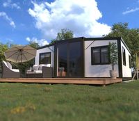 Maison extensible de luxe de 40 pieds à énergie solaire : Maison familiale préfabriquée hors réseau de 2 à 4 chambres, Pod de vie préfabriqué haute capacité de 40 pieds