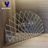 Plaque murale en acrylique gravée au laser sur mesure, panneau de logo en acrylique texturé à grille diamantée semi-ronde pour le bureau d'accueil de l'entreprise
