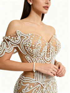 <span class=keywords><strong>Robe</strong></span> <span class=keywords><strong>de</strong></span> soirée <span class=keywords><strong>de</strong></span> ballet en soie/coton à paillettes blanches <span class=keywords><strong>pour</strong></span> adultes Lurong, style célébrité, festival, soirée, bal, podium - Product Image 2