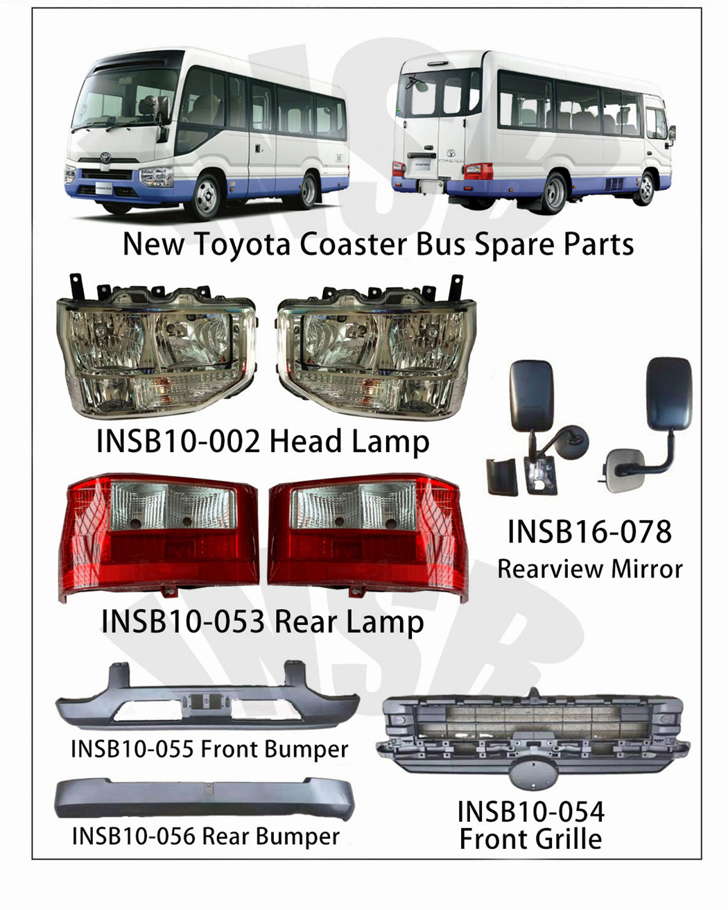 トヨタコースターバススペアパーツINSB10-047用バスフロントバンパー 