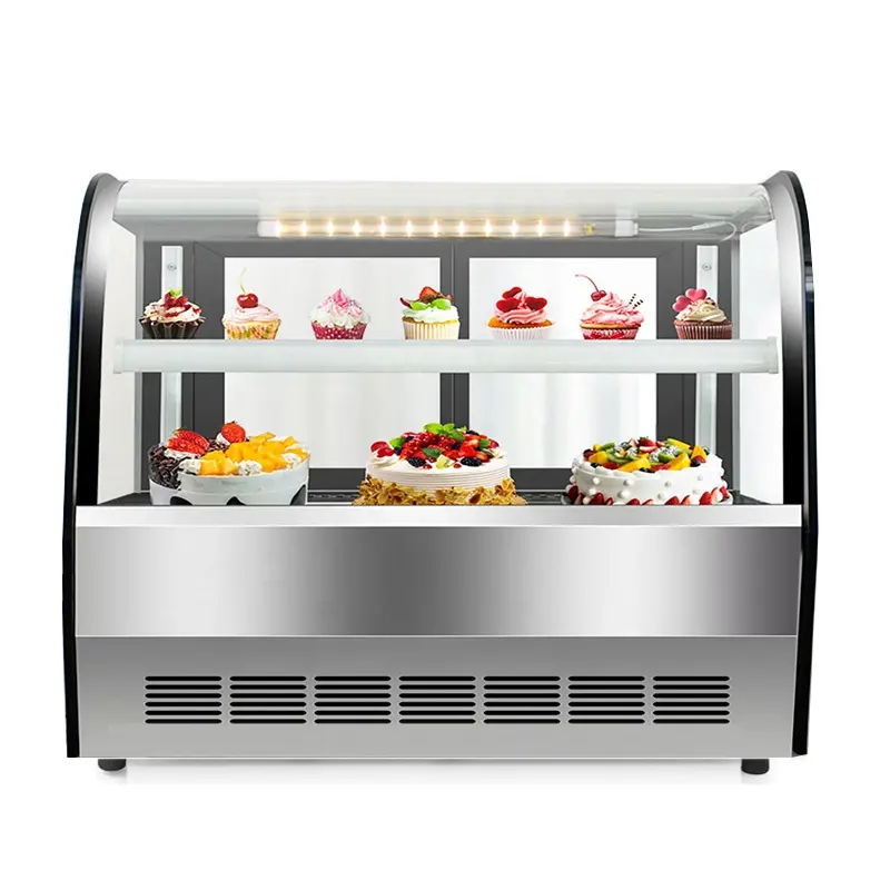 Hot sale Curved glass small counter top display showcase pastry display cabinet kitchen equipment dessert display case