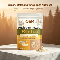 Poudre de champignons OEM 10 en 1 pour la défense immunitaire et la nutrition intégrale, poids net 340g, complément alimentaire