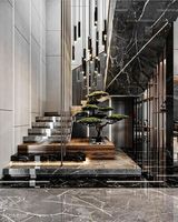 Escalier intérieur en colimaçon d'escalier droit en acier inoxydable design personnalisé avec bande de roulement en marbre et garde-corps en verre
